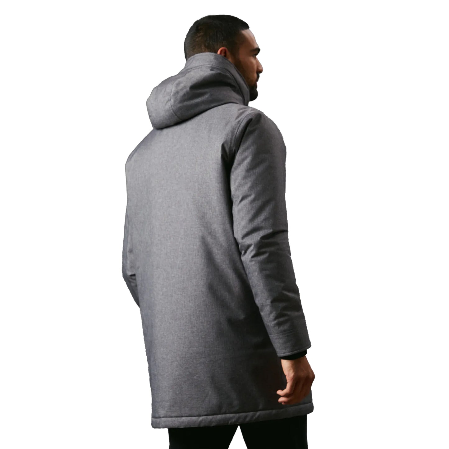 Grey - Back - Maine Mens Wool Look Parka