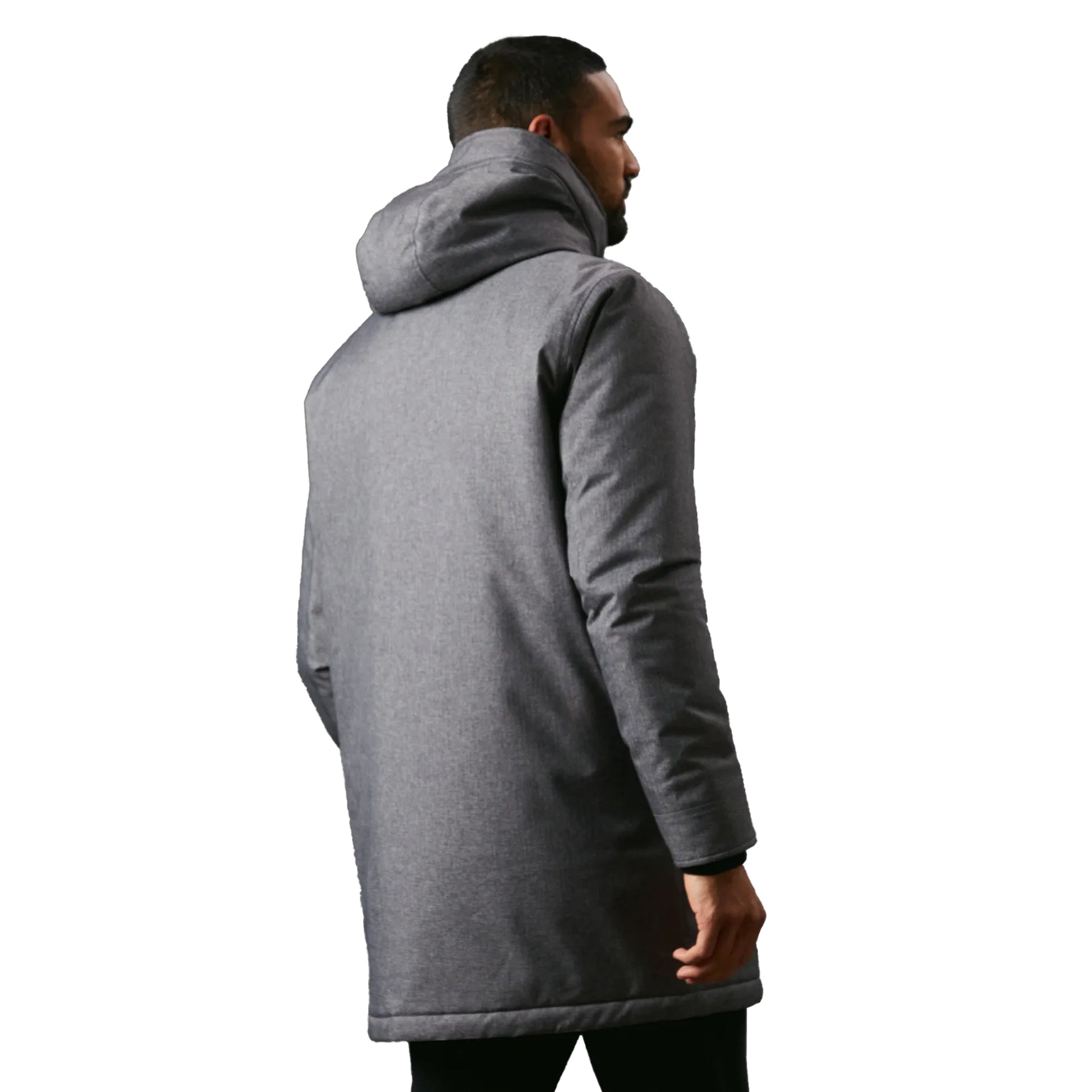 Grey - Back - Maine Mens Wool Look Parka