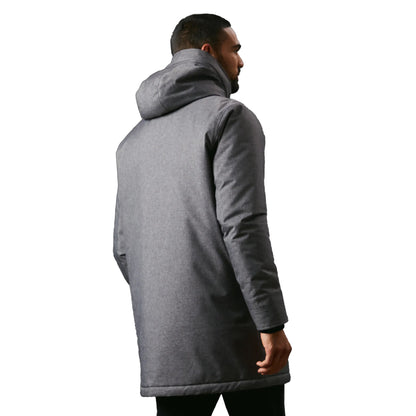 Grey - Back - Maine Mens Wool Look Parka