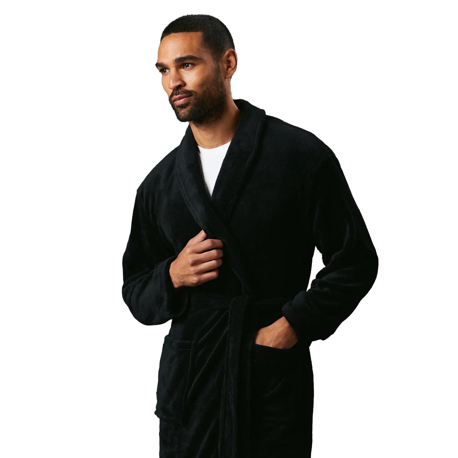 Black - Side - Maine Mens Shawl Collar Robe