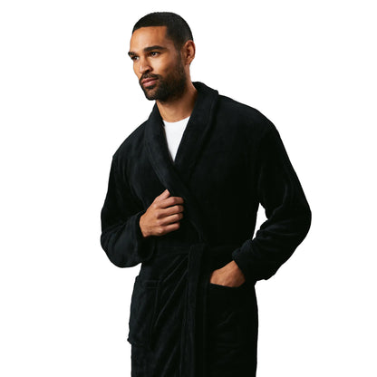 Black - Side - Maine Mens Shawl Collar Robe