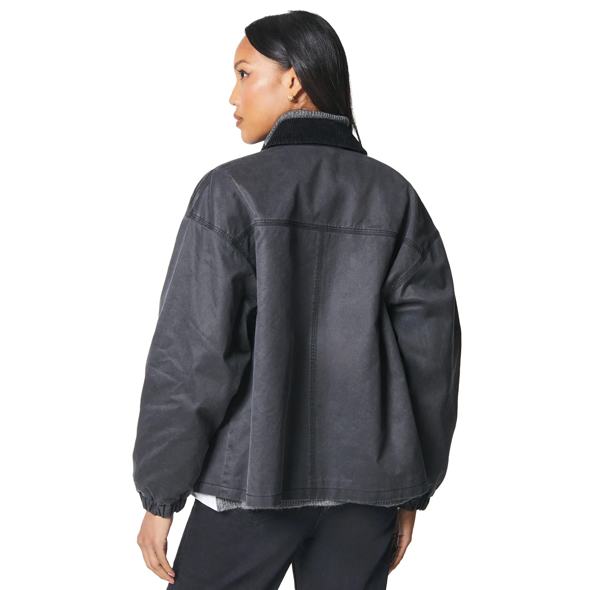 Black - Back - Principles Womens-Ladies Wax Trim Detail Jacket