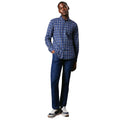 Navy - Side - Maine Mens Windowpane Check Brushed Long-Sleeved Shirt
