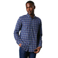 Navy - Front - Maine Mens Windowpane Check Brushed Long-Sleeved Shirt