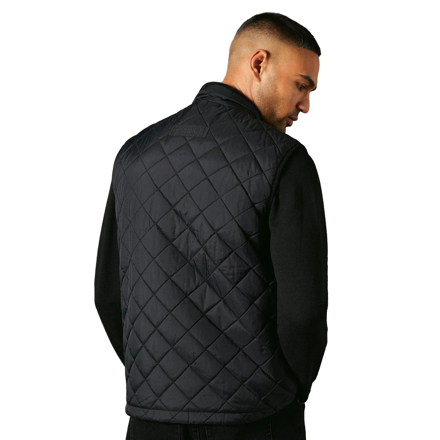 Black - Back - Maine Mens Diamond Quilt Gilet