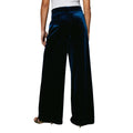 Teal - Back - Principles Womens-Ladies Velvet Wide Leg Trousers