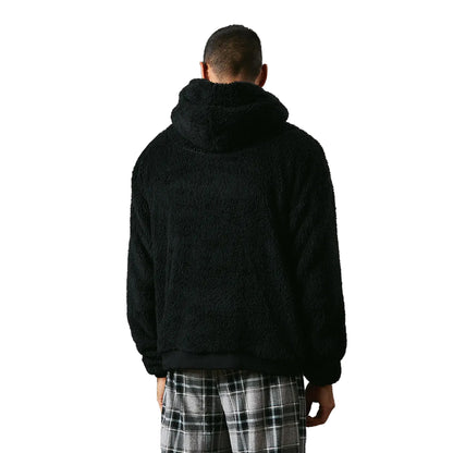 Black - Back - Maine Mens Sherpa Lounge Hoodie