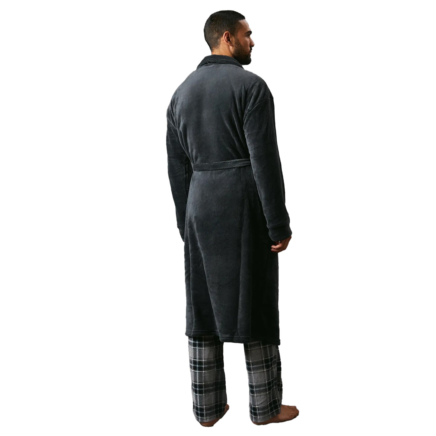 Grey - Back - Maine Mens Shawl Collar Robe