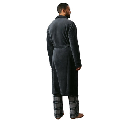 Grey - Back - Maine Mens Shawl Collar Robe