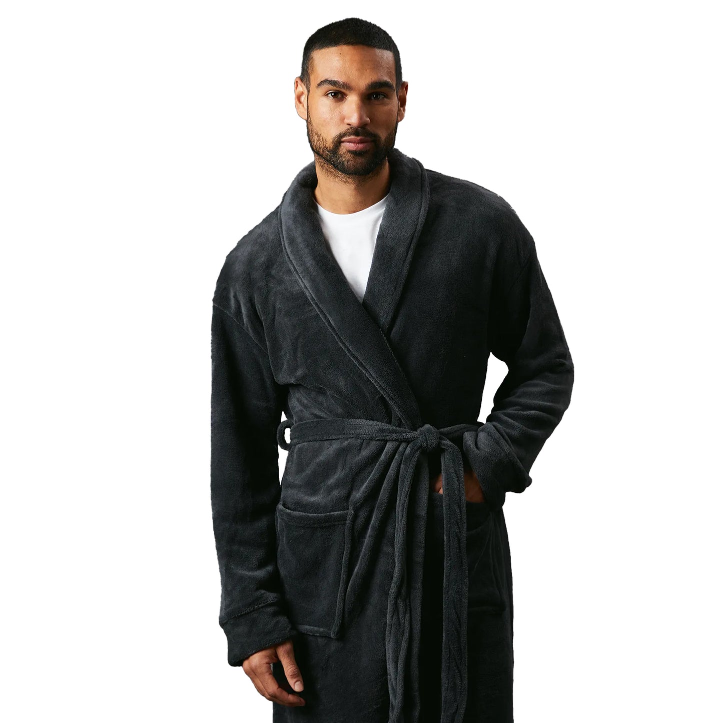 Grey - Side - Maine Mens Shawl Collar Robe