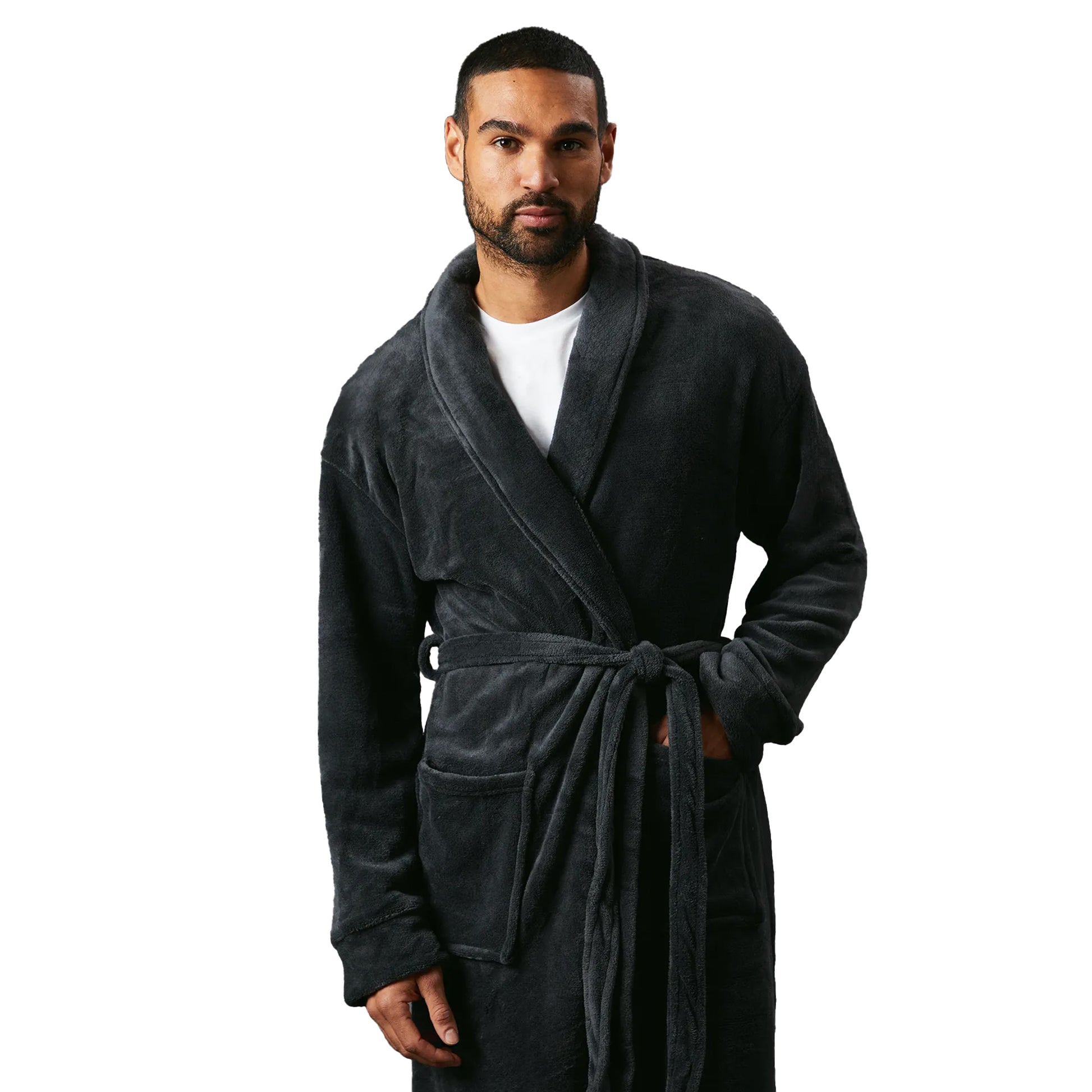 Grey - Side - Maine Mens Shawl Collar Robe