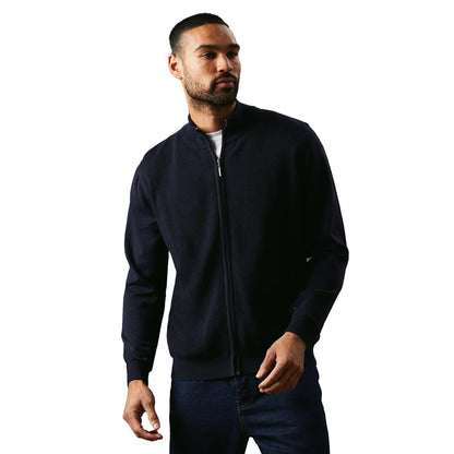 Navy - Front - Maine Mens Knitted Honeycomb Full Zip Jacket