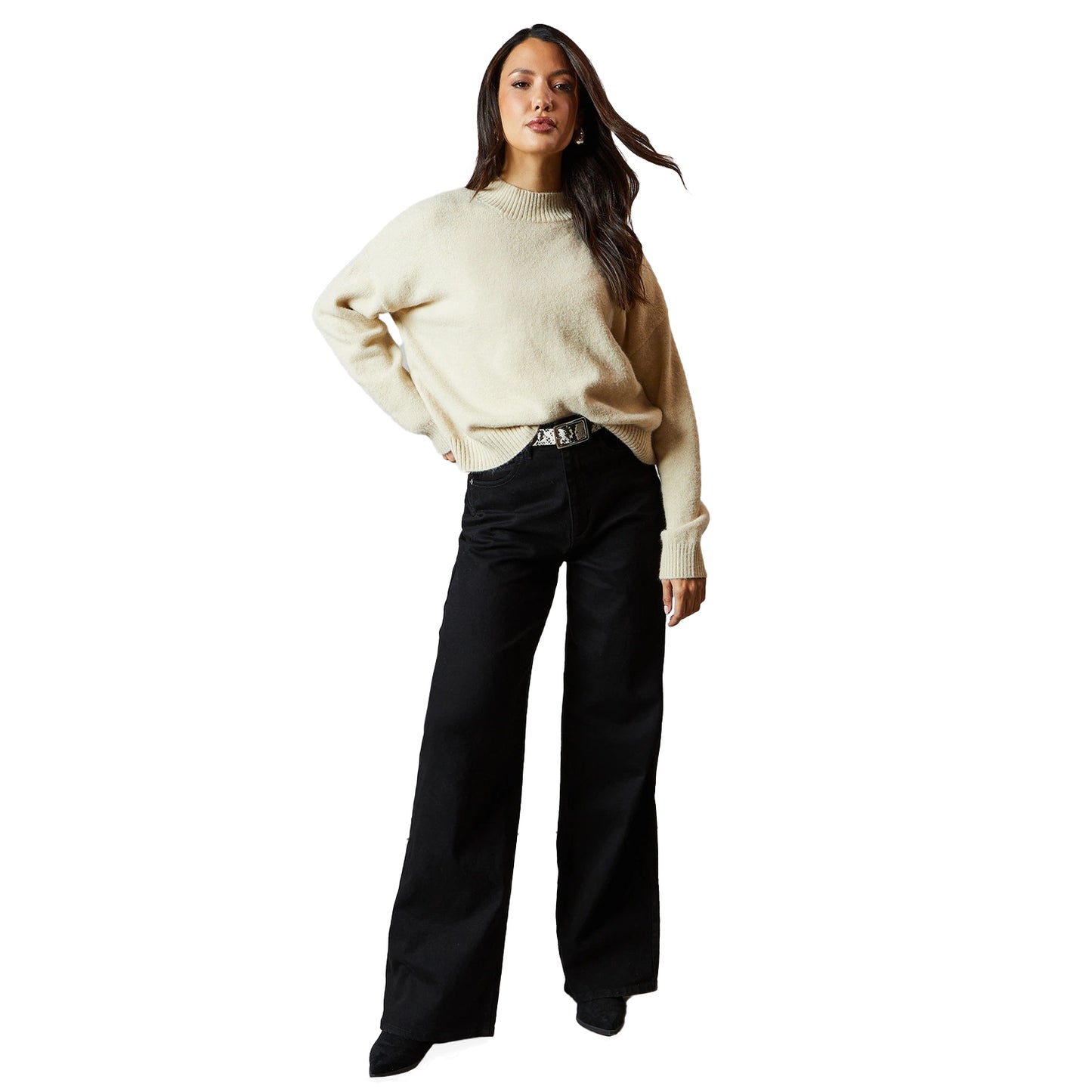 Stone - Side - Principles Womens-Ladies High-Neck Jumper