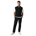 Black - Side - Maine Mens Knitted Zip Neck Sleeveless Pullover
