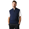 Navy - Front - Maine Mens Knitted Zip Neck Sleeveless Pullover