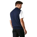 Navy - Back - Maine Mens Knitted Zip Neck Sleeveless Pullover