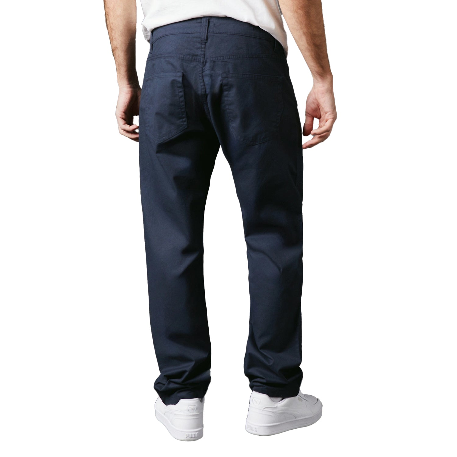 Navy - Back - Maine Mens Premium Stretch Pin Dot Chinos