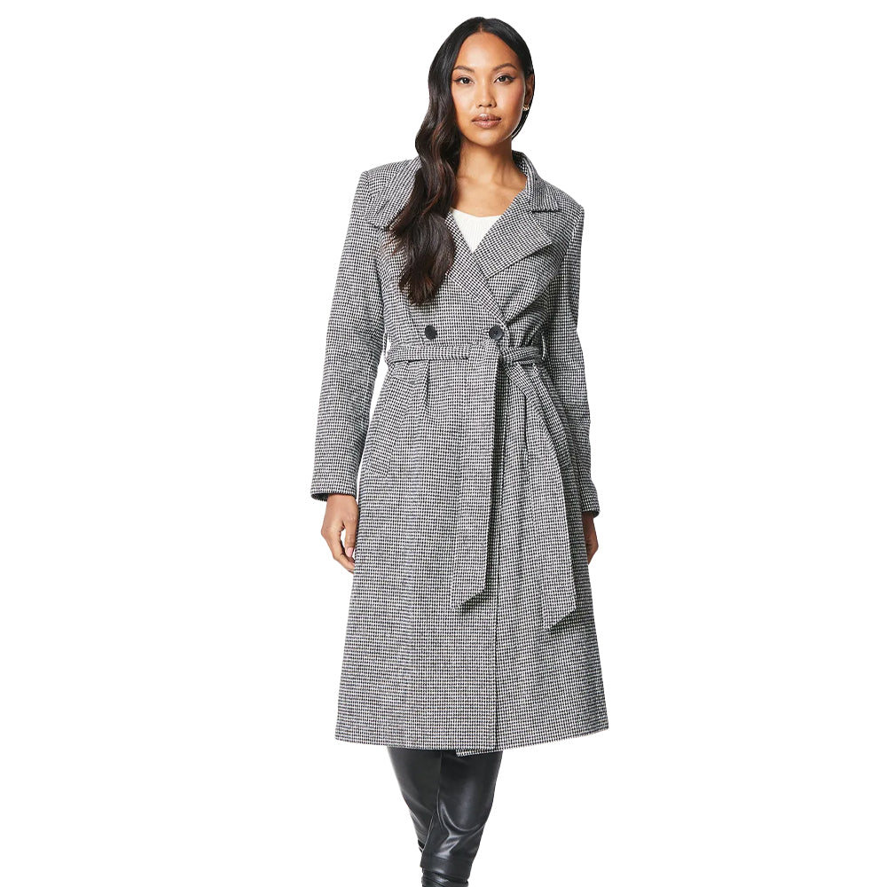 Neutral - Front - Principles Womens-Ladies Checked Wrap Belted Coat