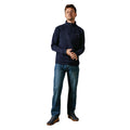 Navy - Side - Maine Mens Premium Cotton Funnel Neck Sweatshirt