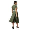 Khaki Green - Back - Principles Womens-Ladies Contrast Detail Collared Midi Dress