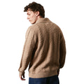 Mushroom - Back - Maine Mens Cable Knit Shawl Collar Cardigan
