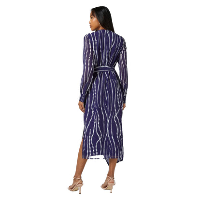 Navy - Back - Principles Womens-Ladies Spotted Draped Midi Dress