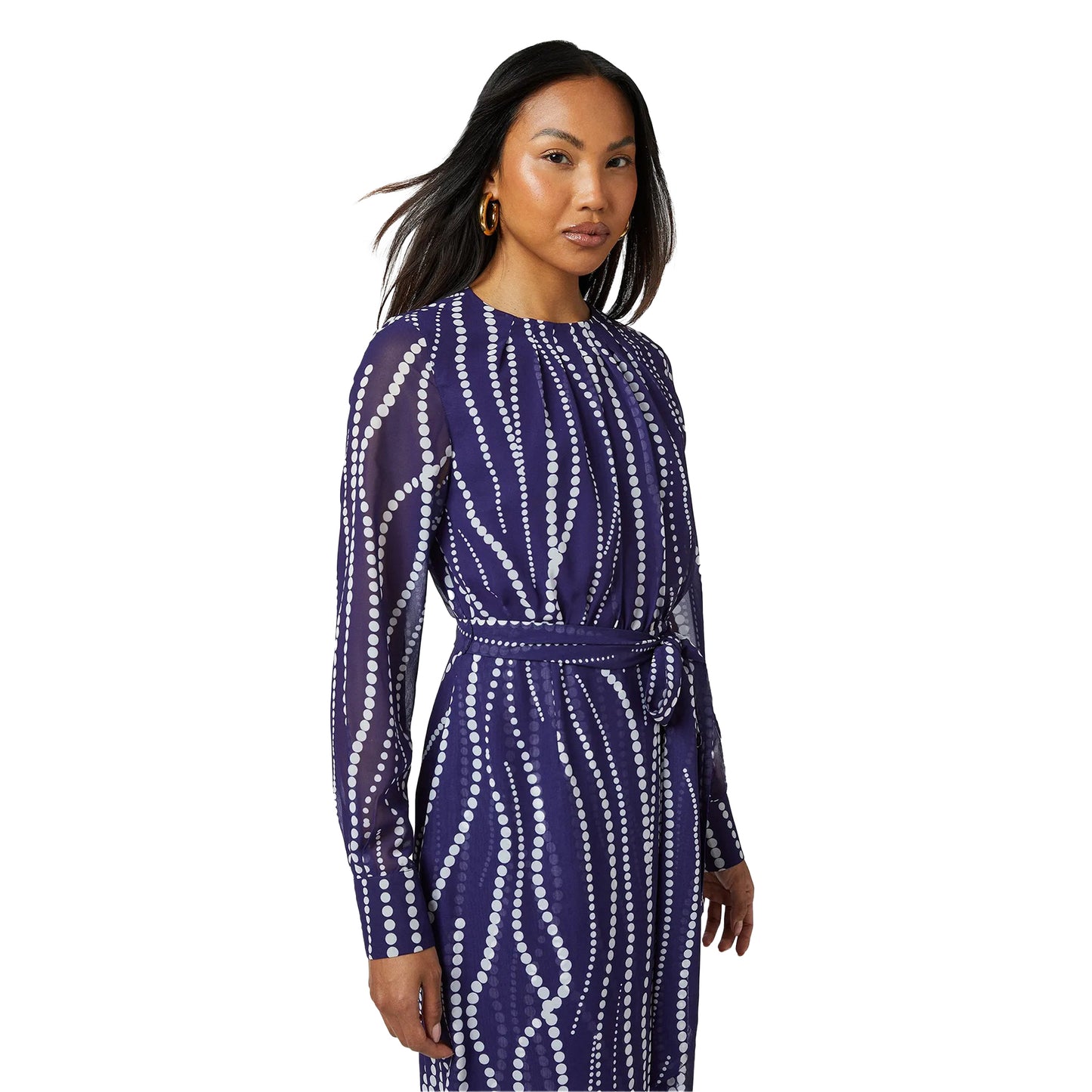 Navy - Lifestyle - Principles Womens-Ladies Spotted Draped Midi Dress