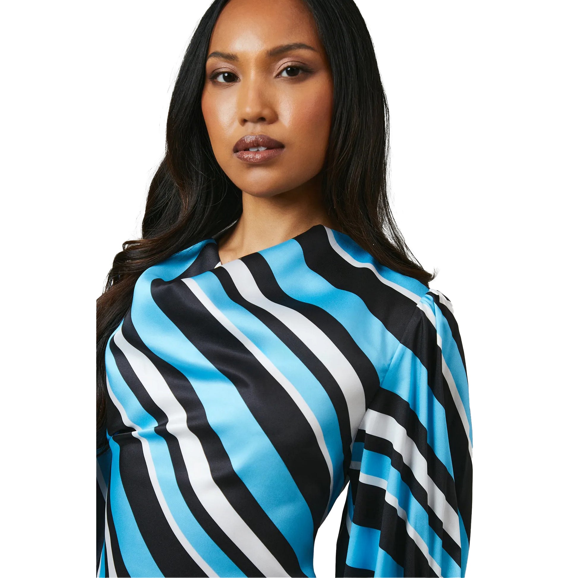 Blue - Lifestyle - Principles Womens-Ladies Printed Cowl Neck 3-4 Sleeve Midi Dress