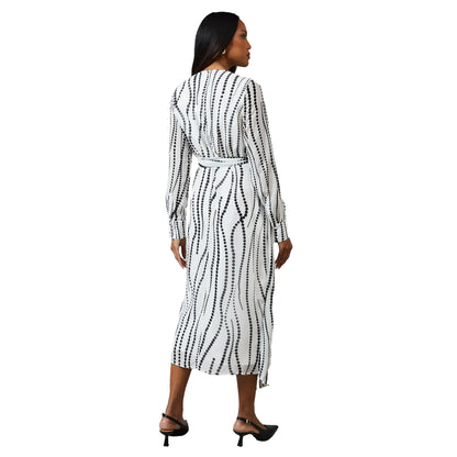 Monochrome - Back - Principles Womens-Ladies Mono Pleated Midi Dress