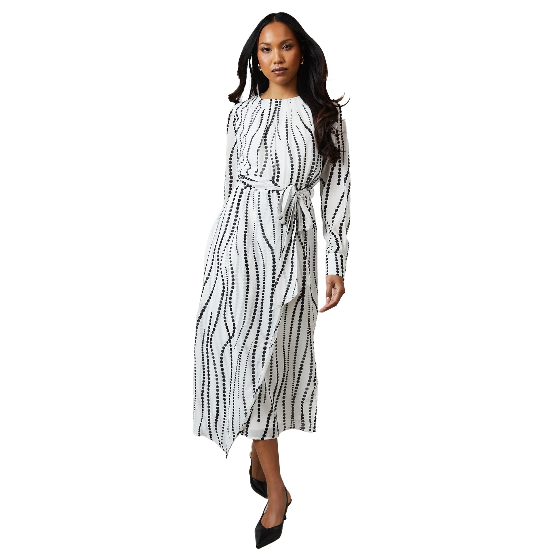 Monochrome - Front - Principles Womens-Ladies Mono Pleated Midi Dress