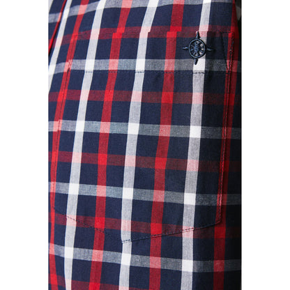 Red - Side - Maine Mens Tattersall Check Long-Sleeved Shirt