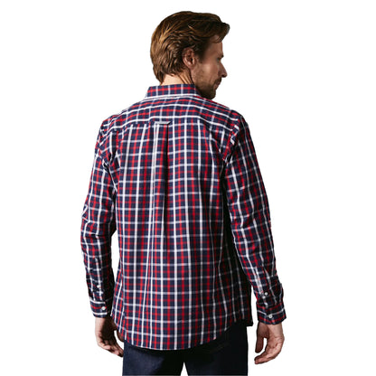 Red - Back - Maine Mens Tattersall Check Long-Sleeved Shirt