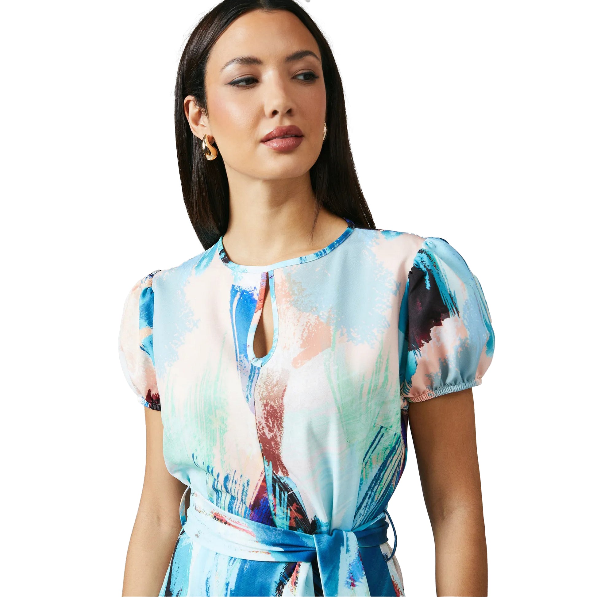 Multicoloured - Lifestyle - Principles Womens-Ladies Abstract Piped Midi Dress