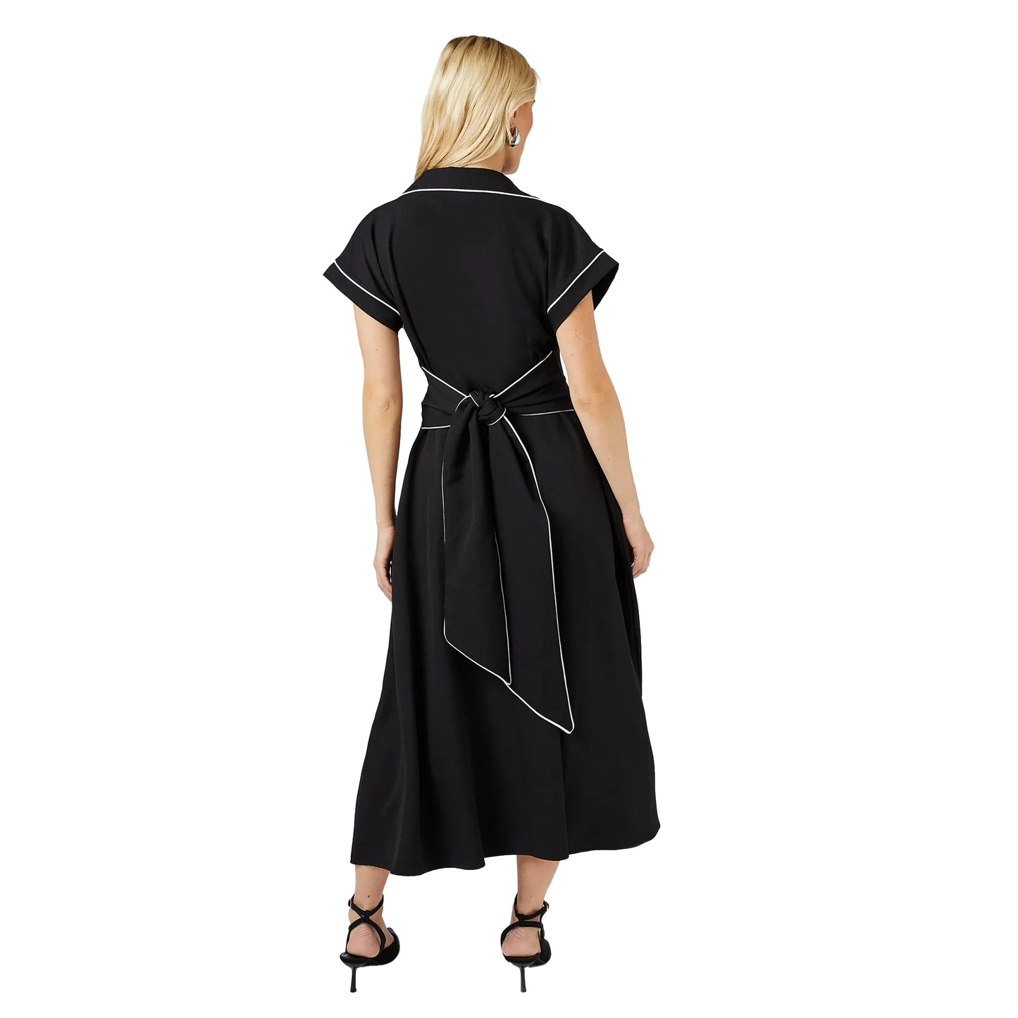 Monochrome - Back - Principles Womens-Ladies Piped Tie Back Dress