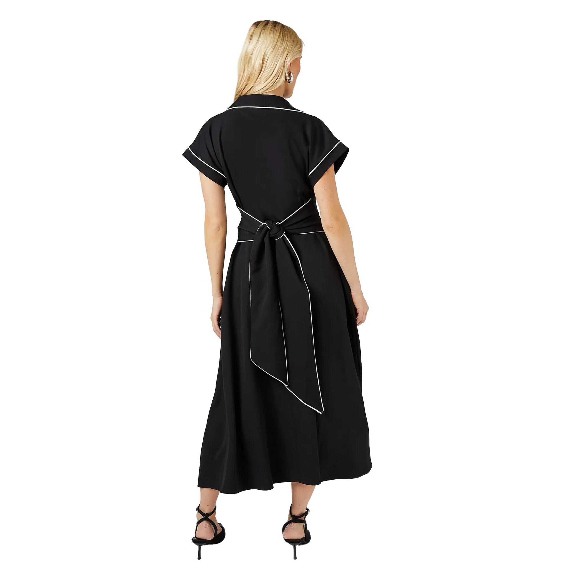 Monochrome - Back - Principles Womens-Ladies Piped Tie Back Dress