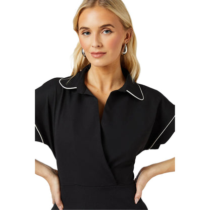 Monochrome - Side - Principles Womens-Ladies Piped Tie Back Dress