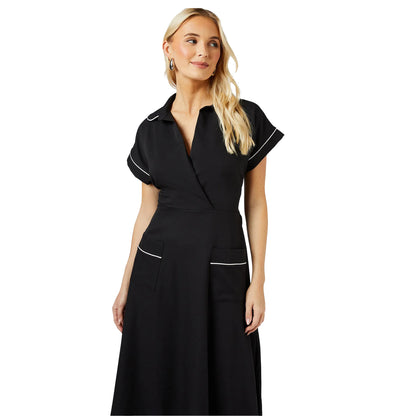 Monochrome - Lifestyle - Principles Womens-Ladies Piped Tie Back Dress
