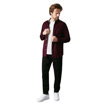 Burgundy - Pack Shot - Maine Mens Corduroy Long-Sleeved Shirt