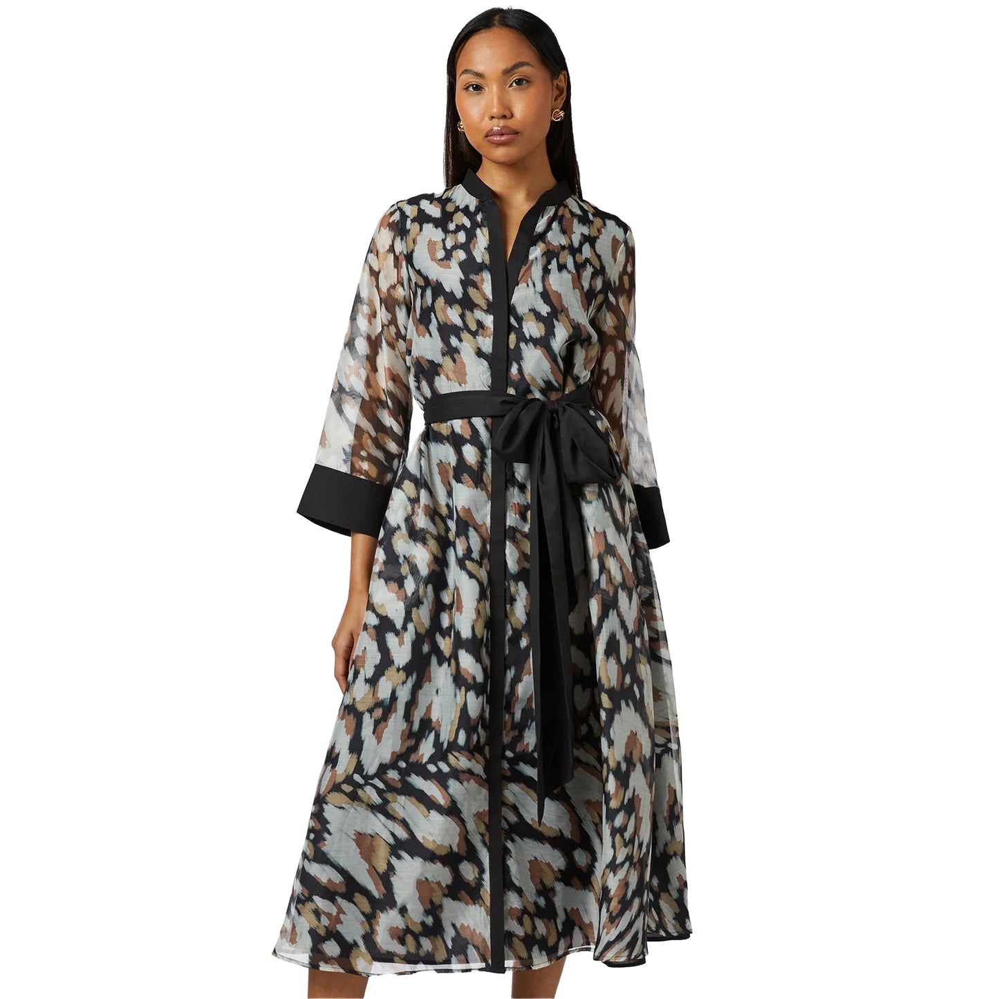 Black - Front - Principles Womens-Ladies Contrast Detail Collarless Shirt Dress