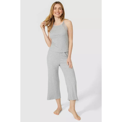 Grey Marl - Side - Debenhams Womens-Ladies Milano Ribbed Halter Neck Pyjama Top