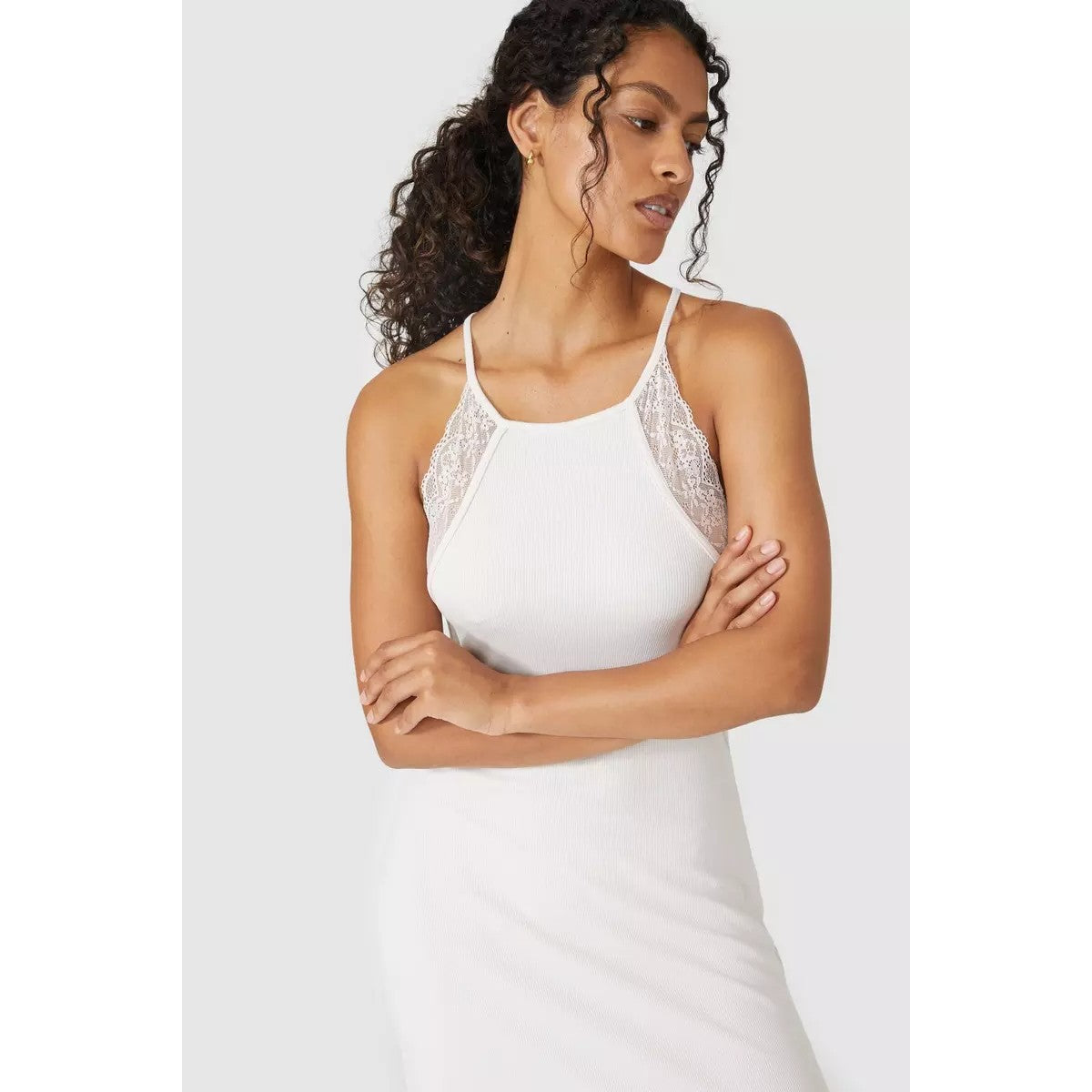 Blush - Side - Debenhams Womens-Ladies Milano Ribbed Lace Detail Nightie
