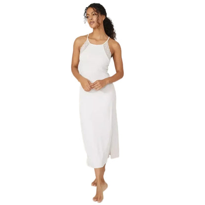 Blush - Front - Debenhams Womens-Ladies Milano Ribbed Lace Detail Nightie