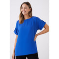 Blue - Front - Dorothy Perkins Womens-Ladies Rolled Sleeves Tall Blouse