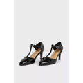 True Black - Side - Good For The Sole Womens-Ladies Emma Pointed Wide Court Shoes