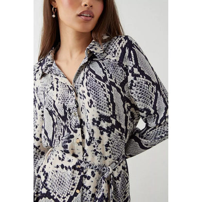 White-Black - Lifestyle - Dorothy Perkins Womens-Ladies Snake Print Mini Petite Shirt Dress