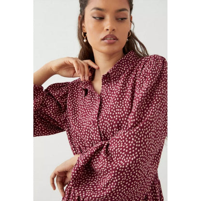 Red - Lifestyle - Dorothy Perkins Womens-Ladies Spotted Shirred Petite Shirt Dress
