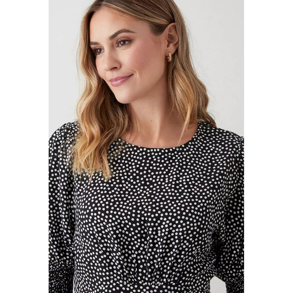 Monochrome - Lifestyle - Dorothy Perkins Womens-Ladies Spotted Shirred Cuff Midi Dress