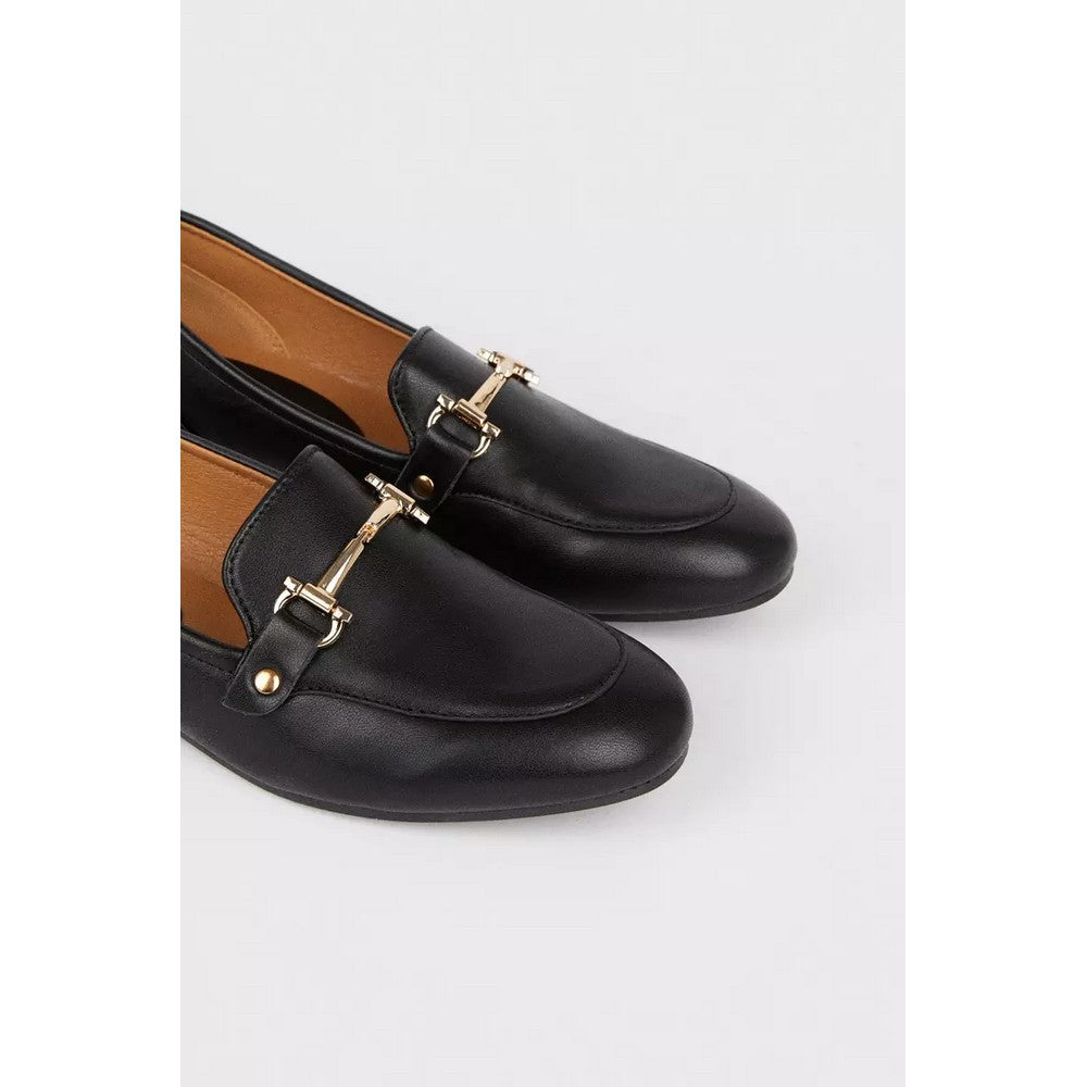 Black - Back - Dorothy Perkins Womens-Ladies Lina Metal Trim Loafers