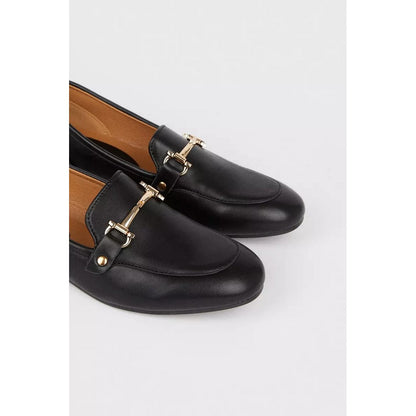 Black - Back - Dorothy Perkins Womens-Ladies Lina Metal Trim Loafers