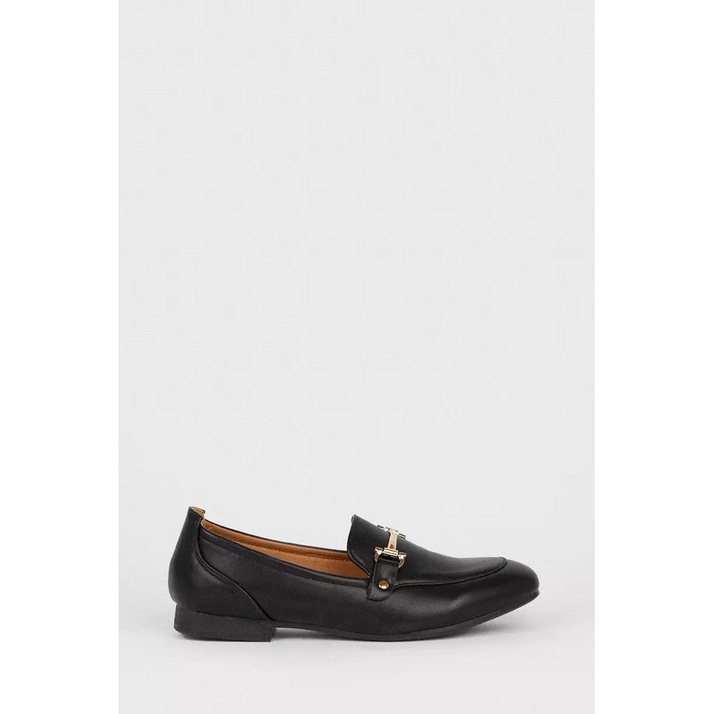 Black - Side - Dorothy Perkins Womens-Ladies Lina Metal Trim Loafers